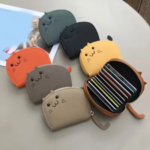 Cartoon Cat shaped design Wallet Womens Multi-card slots Holder Cute Fashion Faux Leather Coin Purse Creative ID Card Holder