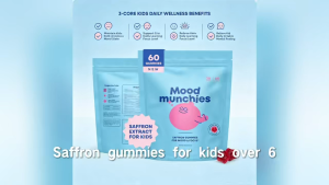 Buy 2and get 1free/Mood Munchies Kids Saffron GummiesFor Ages 6+ Mood & Daily Focus Nutritional SupportNatural Berry Flavor