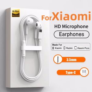 Original Headphones For TypeC Redmi Note K50 Xiaomi 15 14 13 12 11 10 Pro Samsung Huawei Wired Earphone 3.5mm AUX In-Ear Earbuds