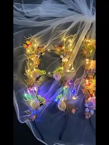 Christmas Decoration LED Christmas Headband Plush Hair Hoop Glowing Elk Hair Hoop Glowing Headband Funny Reindeer Antlers Headband Female and Childrens Holiday Party Decorations
