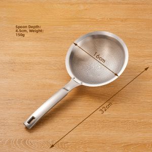 One-Piece 304 Stainless Steel Whisk Spoon with Fine Mesh Hole-Punching Sichuan Pepper Strainer Kitchen Cooking Utensil