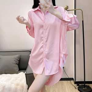 Fashionable White Shirt Women Long Sleeve Silk Casual Slim Fit Midi Length Spring New Arrival Elegant Chic Polyester Fiber