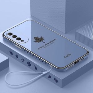 เคสโทรศัพท์ซิลิโคนแบบครอบเต็มสำหรับ Huawei Honor X20SE ป้องกันการตกหล่น หน้าจอกระจกแข็งพร้อมสายรัด ดีไซน์เรียบง่าย