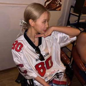 ASIFCALIE Oversize Mesh Sleeve T-Shirt Sporty Street Dance Basketball Style Short Sleeve V-neck Youth Fashion Summer 2024