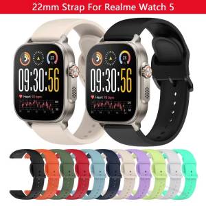 22mm Silicone Strap for Realme Watch 5 Smart Watch Wrist Strap Bracelet for Realme Watch 2 2 Pro/3 3 Pro Wristband Accessories