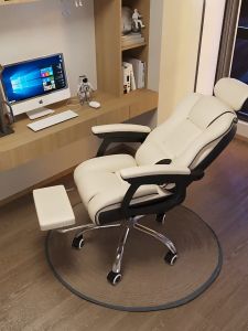 Ghế xoay văn phòng bọc da có gác chân ( nệm bọt biển nút bấm ngả ghế tiện dụng )