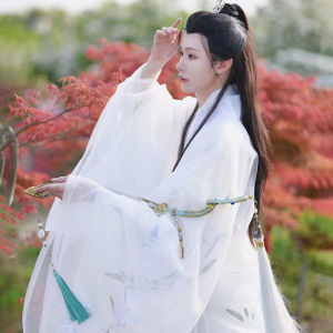 Rumeng Qixiang Mens Ming Dynasty Hanfu Summer Thin Embroidered Mountain Sea Classic Style Casual Polyester Fibre Clothing