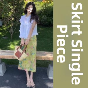 PEIZIXUAN | Summer Beautiful Green Floral Skirt