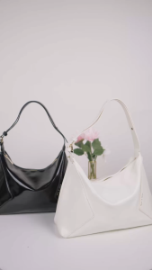 HONYAN Tas Bahu Wanita Lavy Shoulder Bag Tampilan Mengkilap Resleting Kulit Sintetis Berkualitas