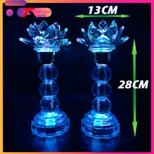 [GIÁ 1 CẶP] Cặp đèn thờ cầu hoa sen trang trí tủ thờ đèn thờ gia tiên quan âm bồ tác Phật tổ như lai sáng từ chân đến ngon (Pha lê 30-T)
