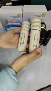 Speaker Karaoke 2 Mikrofon Speaker Bluetooth Speaker Bluetooth Nirkabel Speaker Stereo 3D Subwoofer Set Speaker Karaoke KTV Rumah dengan Mikrofon Ganda untuk Karaoke Pesta Speaker Subwoofer Kualitas Suara HIFI