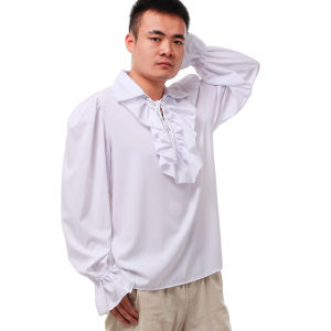 BLESSUME Mens Pirate Shirt Ruffle Colonial Shirt Renaissance Poet Shirt Steampunk Vampire Gothic Costume