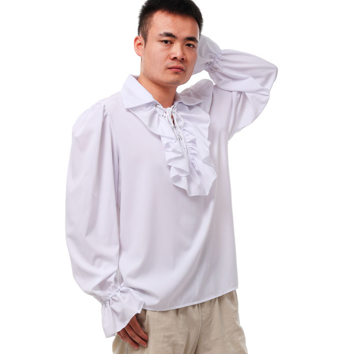 Mens Pirate Shirt Ruffle Colonial Shirt Renaissance Poet Shirt