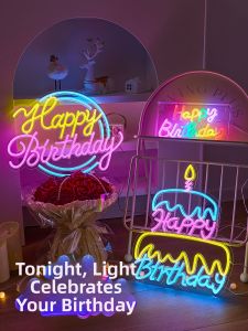 BEAUTY IN THE LIGHT | Neon Light Sign Happy Birthday Party Decoration
