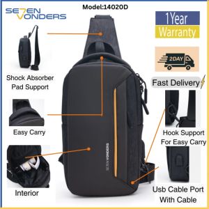 (SG SHOP) SE7EN VONDERS DERINKUYU MULTIFUNCTION NYLON CHEST SLING BAG WATER RESISTANT SHOCK ABSORBER BAG