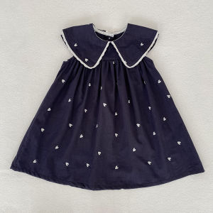2026 Summer New 2-6Yrs Sleeveless Baby Girl White Dress Children Princess Birthday Dress Heart Print Western Style Dress