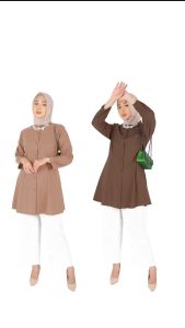 ATRISS Nabilla Tunik - Atasan Kemeja Blouse Wanita Kecil Bigsize Jumbo Formal Kasual Elegant Kekinian Premium Polos