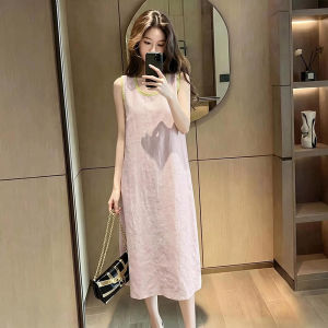 Shalldoer | Light Mature Stylish Summer New Round Neck Sleeveless Slimming Dress