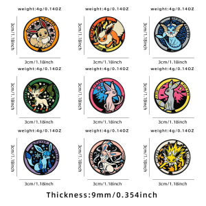 Bandai | 9pcs/Set Eeveelutions Enamel PinsCute Eevee Family Metal Brooches Cartoon Anime Lapel Pins for Backpack Clothing Decor