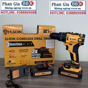 Máy Khoan Pin Hukan 21V KHÔNG CHỔI THAN Tặng Kèm 23 Chi Tiết