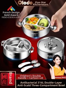Olodo | Childproof Insulated Stainless Steel Tray Divided For School Cafeteria