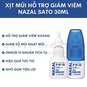 Nước xịt mũi Nazal Sato 30ml Nhật Bản ngăn ngừa viêm xoang sổ mũi ngạt mũi