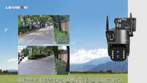 กล้องวงจรปิดเลนส์คู่APP:V380 กล้องเชื่อมโยงเลนส์คู่แบบ4MP*2=8MP 10X ซูมออปติคอล PTZ IP Wi-Fi กล้องวงจรปิดกลางแจ้งกล้องวงจรปิดติดตามมนุษย์อัตโนมัติสำหรับสวนผลไม้ทุ่งหญ้า