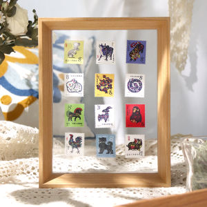 Double-Sided Transparent Acrylic Picture Frame Creative Display Stand Can Place Double-Sided Photos Ticket Memorial Card Showcase Solid Wood