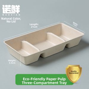 NUOXIAN | Disposable Paper Fiber Sauce Dish 3 Compartments