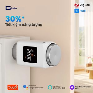 Van Điều Nhiệt Thông Minh GIRIER Tuya ZigBee/WiFi TRV Tương Thích Với Alexa Hey Google Home Assistant Kiểm Soát Nhiệt Độ