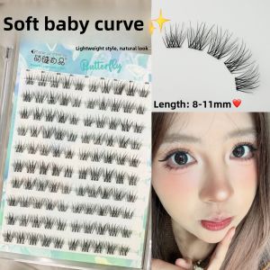 Short Soft Lisbon No-glue Fake Eyelashes Natural Baby Bend Eye Waterproof Sweatproof Easy Use Segmented Fake Eyelashes for Any Skin Type