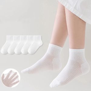 5Pairs/set Childrens Socks Summer Thin Mesh White Student Sport Sock Soft Comfortable Kids Socks For Boys Girls Age For 2-12Y