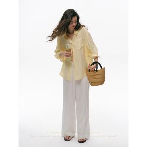 SHEITAOZI | Simple Loose Intellectual Style Linen Shirt Women Autumn