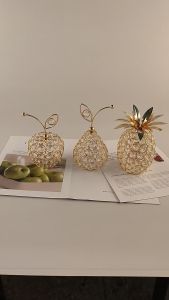 U-like Desktop 3D Bling Rhinestone Crystal Pear Apple Ornament Home Wedding Decor Bday Gifts