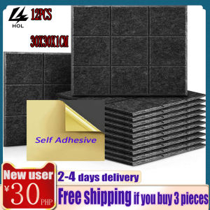 HOL (COD+3 Days Delivery)12 Pack Soundproof Wall Panels Self-adhesive Acoustic Panels 12"X12"X0.4"IN Studio Sound Absorption Panels Tiles High Density Sound Dampening Panels for Walls & Doors & Ceilings