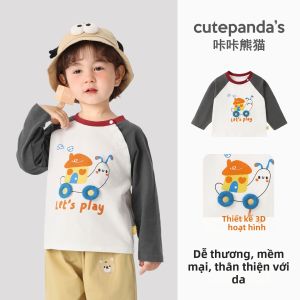 CUTEPANDAS | Áo Thun Dài Tay Cho Bé Trai và Bé Gái Mặc Thường Ngày