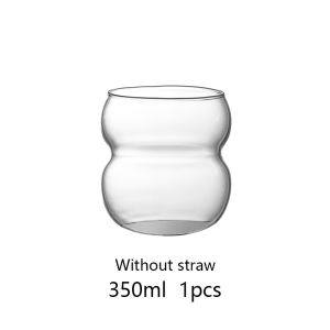 YWDL Cốc Thủy Tinh Trong Suốt Có Ống Hút 350/550Ml Cà Phê Lạnh Món Tráng Miệng Nước Sữa Drinkware Tròn Thân Thiện Với Môi Trường Tiệc Cocktail Cốc Trà