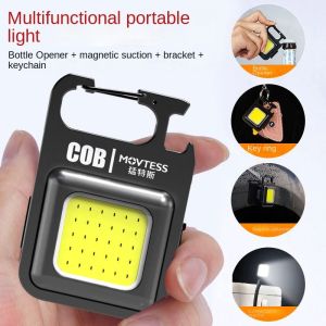 Mini LED ไฟฉายทำงานไฟฉายพกพาแบบพกพาพวงกุญแจ USB ชาร์จสำหรับ Camping กลางแจ้งขนาดเล็ก Corkscrew