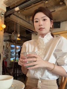 ZHILU | French Style Lace Trimmed Blouse Spring Loose