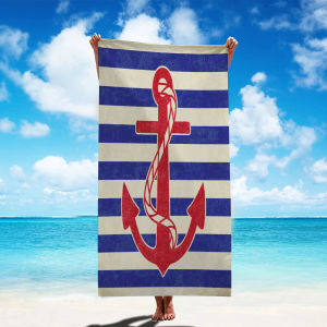 Microfiber Beach Towel Blue White Striped Bath Towel Thin Absorbent Extra Large Towel for Beach Swimming Camping Yoga Bath Sport