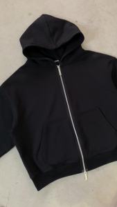 Áo Khoác Hoodie DAPPERANDMORE Form Boxy Uniform Zipped Vải Nỉ Chân Cua 100% Cotton 450GSM - Black
