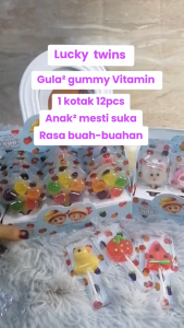 [VIRAL] 30~12PCS LUCKY Twins/Abang Gummy Candy (Cartoon / Flower / Luck Stick) Jajan Outer Box Halal