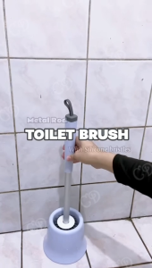 CD Toilet Brush with Base Durable Stainless Steel Long Handle+Soft Silicone Bristles for Bathroom Toilet