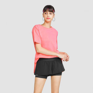 Andar Korean Yoga T-shirt Short Sleeve Wide Loose Breathable Quick Drying Moisture Wicking Fitness Running Sportswear Casual for Women