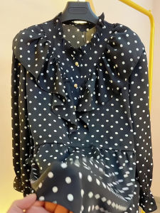 Fashionable White Dot Shirt Beautiful Versatile High-End Early Spring New Womens Wear Elegant Top for All Body Types