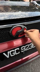 PERODUA ATIVA Front Rear Steering Night Reflective 3M 3D 2-Tone Red Black Epoxy Logo Emblem Sticker