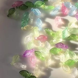 50-200 Chiếc Acrylic Hình Lá Quyến Rũ Màu Sắc Miếng Đệm Hạt Cho DIY Trang Sức Làm Phong Cách Vintage Dây Chuyền Vòng Tay Hàng Thủ Công
