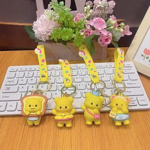 🔥IVY Cartoon Butter Bear Couple Keychain Cute Children Backpack Pendant Car Keychain Doll Doll Pendant Ornament