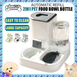 2 in 1 Pet Bowl Automatic Feeder Dog Cat Food Bowl Large Capacity Pet Water Dispenser Drinking