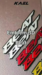 Emblem Logo Honda Beat 3D Timbul Muncul Satuan 1 Pc Stiker Biru Emas